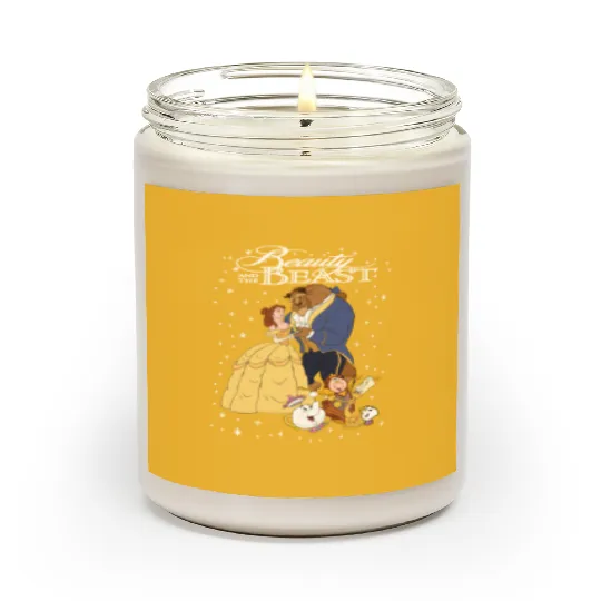 Retro Disney Beauty And The Beast Classic Title Logo Portrait Scented Candles, Magic Kingdom WDW  Scented Candles Family Birthday Gift