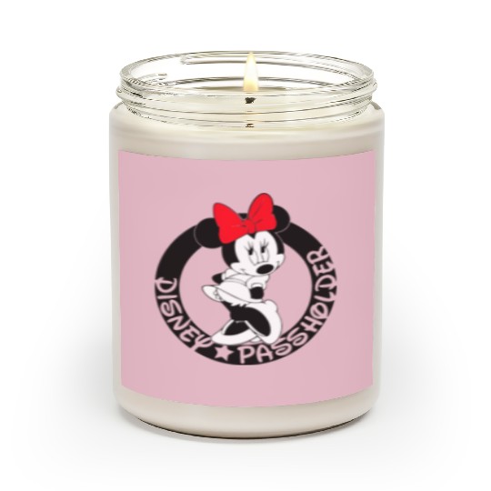 Minnie Mouse Passholder Disney Graphic Scented Candles, Disneyland Vacation