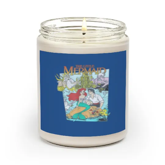 Disney The Little Mermaid Vintage Cover Graphic Scented Candles, Retro 90s Disney Little Mermaid Scented Candles