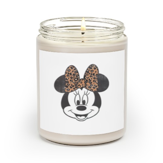 Disney Mickey And Friends Minnie Mouse Leopard Bow Portrait Scented Candles, Disneyland Family Matching Scented Candles