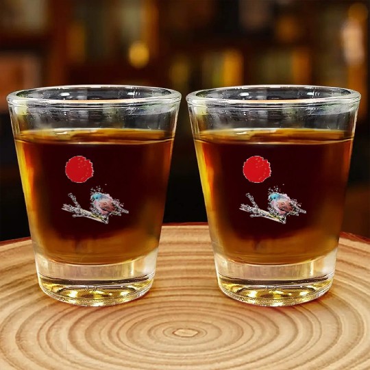 Murakami Birds Red Moon Japenese Shot Glasses