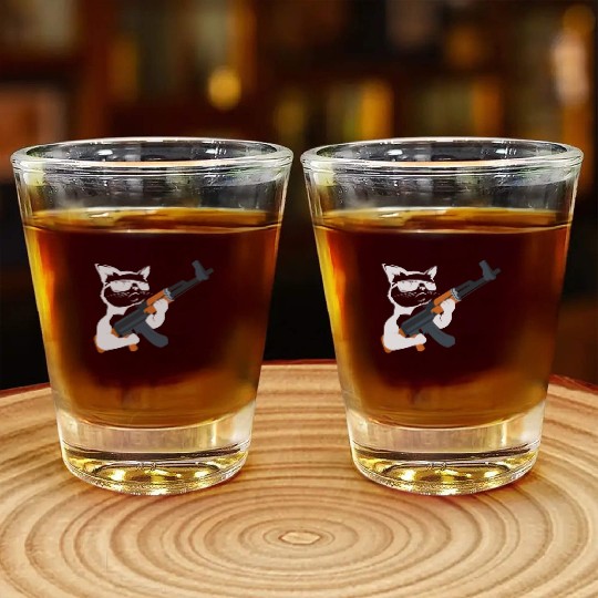 Gunning for Kitties funny Cat Gift Shot Glasses Shot Glasses