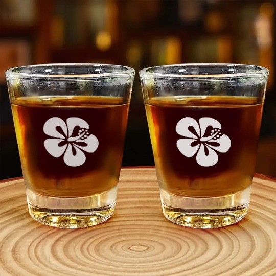 Hawaiian Hibiscus Flower Sticker Vinyl Decal Car W Shot Glasses