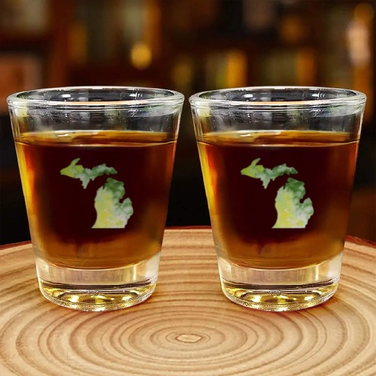 Watercolor Michigan Shot Glasses Proud Michigander Art