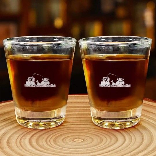 Corn chopper chopping corn harvester farmer Shot Glasses