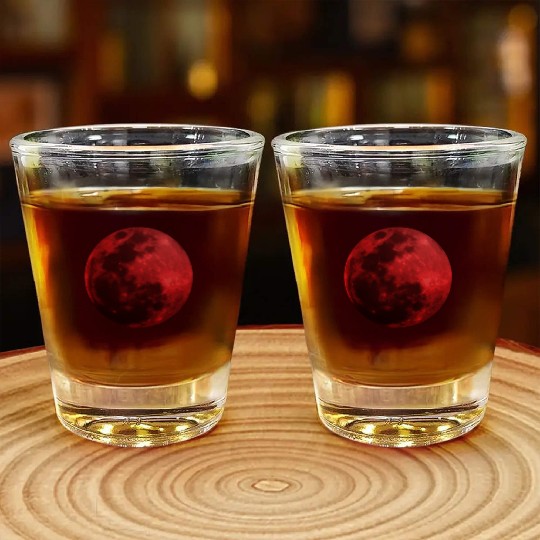 Blood Moon - Space - Graphic Realistic Shot Glasses