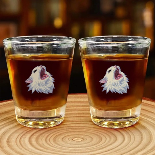 8 bit Screamin Thurston the Cat meme 2 Shot Glasses