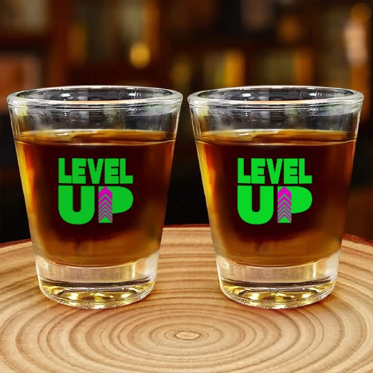 Level Up Neon Green Shot Glasses