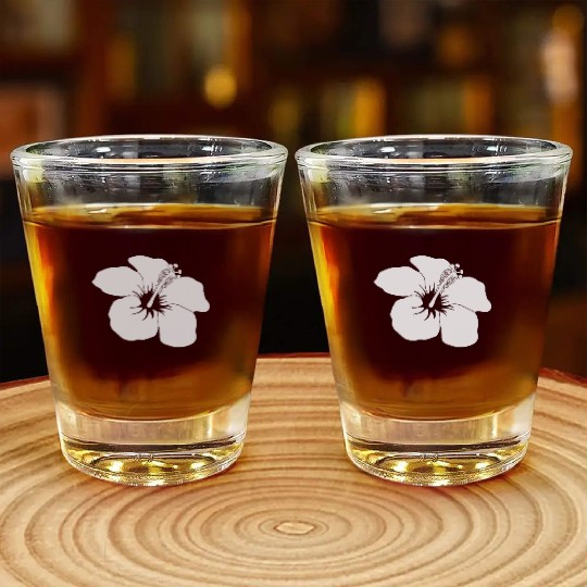 Classic Hawaii Hibiscus Flower Shot Glasses