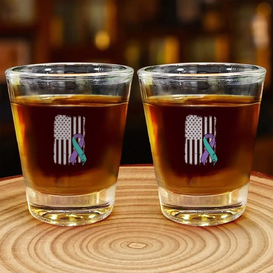 Suicide Prevention Awareness Ribbon - USA American Shot Glasses