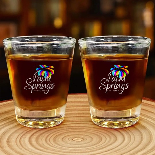 Palm Springs Neon Tree (White) Shot Glasses