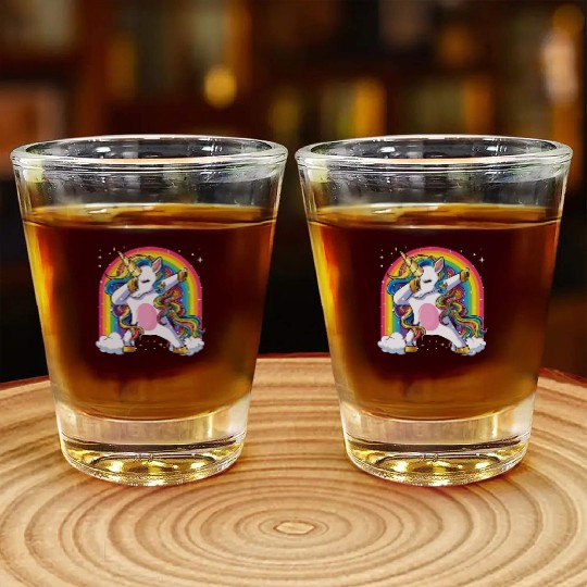 Dabbing Unicorn Rainbow Girls Kids Dab Unicorn Shot Glasses
