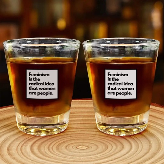Feminism solid back sticker Shot Glasses