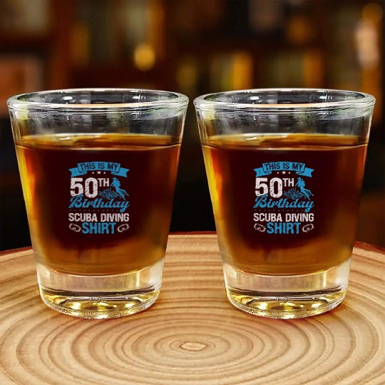 50th Birthday Scuba Diving Diver 50 Year Old Shot Glasses