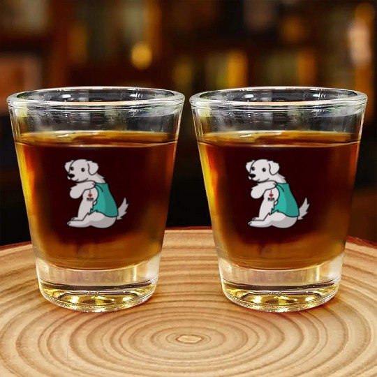 I Love Mom Tattoo Great Pyrenees Shot Glasses
