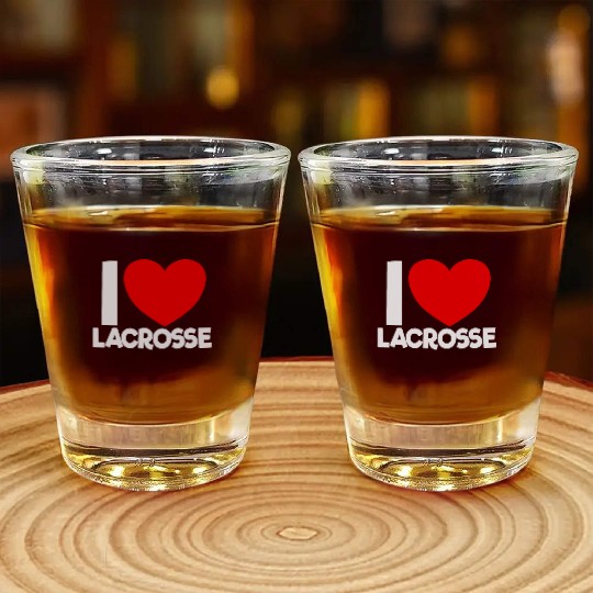 I Love Lacrosse Red Heart Lacrosse Lover Lacrosse Shot Glasses