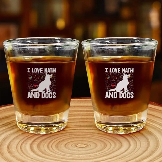 I Love Math & Dogs Shot Glasses