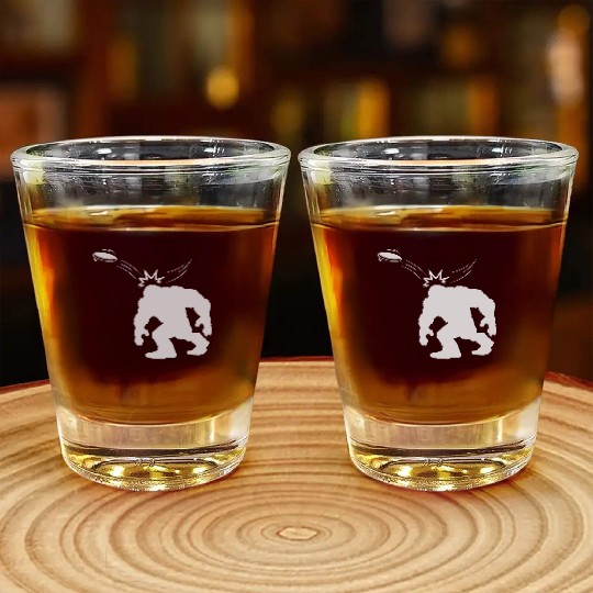 Bigfoot Hit By Disc Golf Frisbee Game Sports Lover Shot Glasses