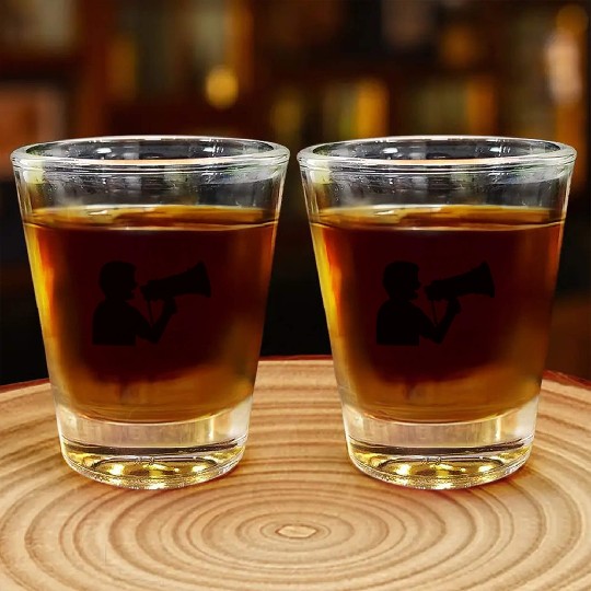 megaphone propaganda man angry Shot Glasses