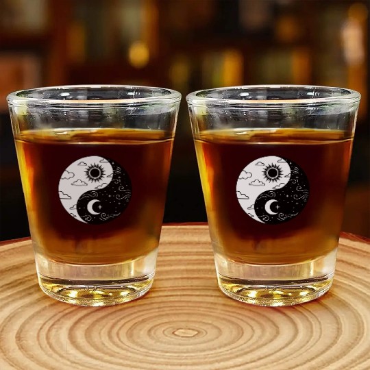 Sun and Moon Yin Yang for Yin Yang Art Lover Shot Glasses