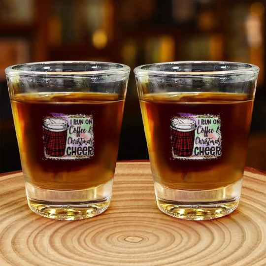 I Run On Coffee Christmas Cheer Shot Glasses
