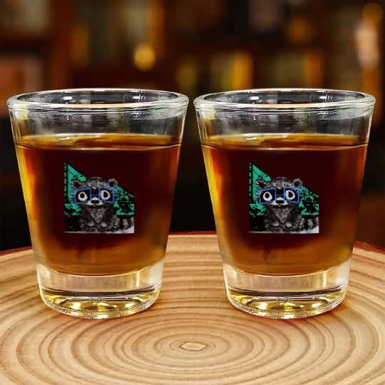 Raccoon #3 Mary Jane Bookworm Shot Glasses