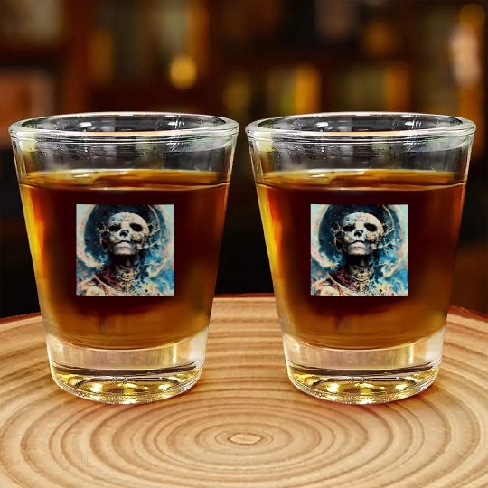 Extremely Realistic Skull in Abstract Art Shot Glasses