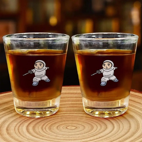 Cartoon kid fencing Shot Glasses