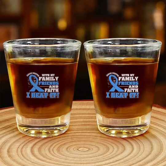 Family Faith I Beat It Prostate Cancer Awareness Shot Glasses