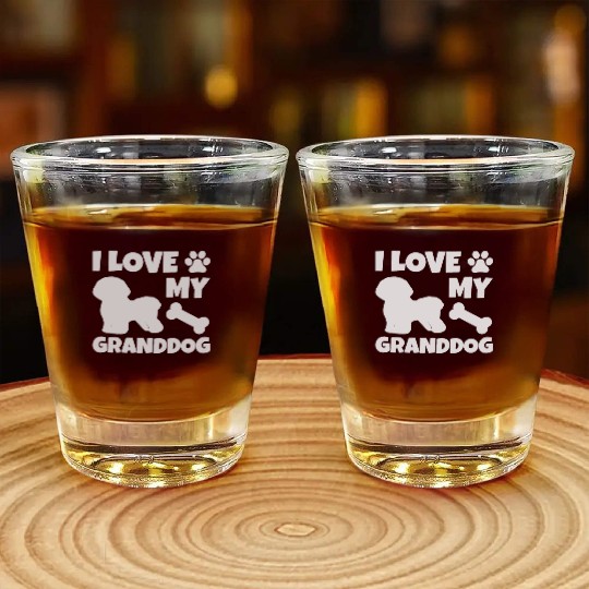 I Love My Granddog Bichon Frise Shot Glasses