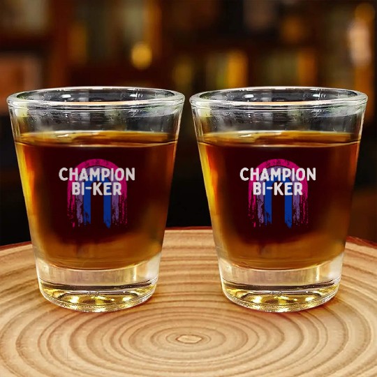 Champion Bi-ker Bisexual LGBTQ Bi Pride LGBT Shot Glasses