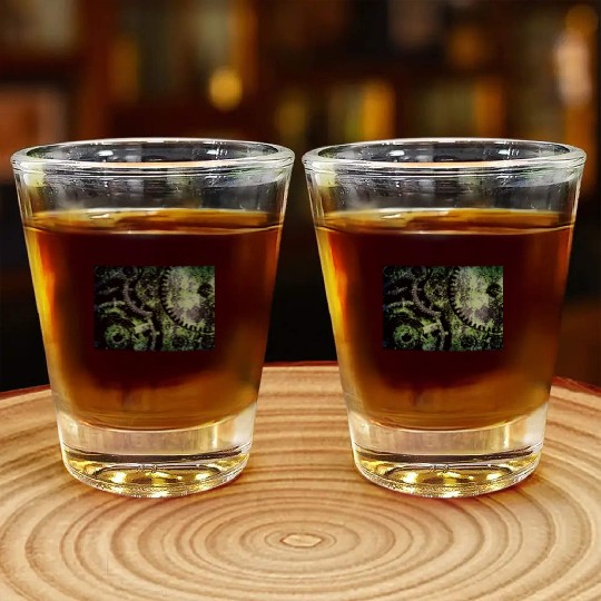 Clock Mechanism Copper Oxide Steampunk Abstract Shot Glasses