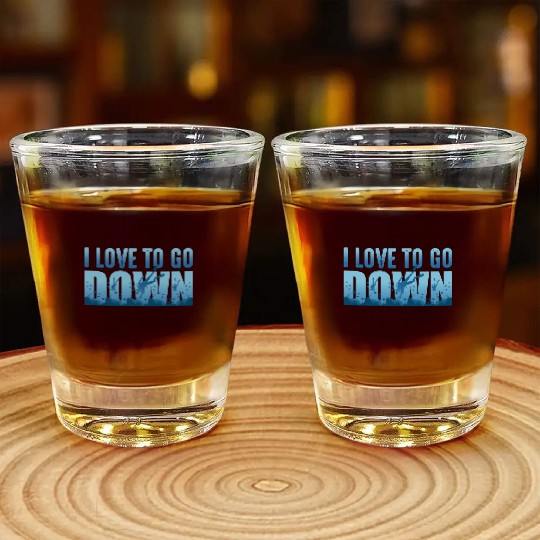 I Love to go Scuba Diving Diver Dad Boyfriend Gift Shot Glasses