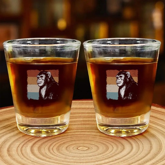 Monkey Chimpanzee Orangutan Monkey - Retro Monkey Shot Glasses