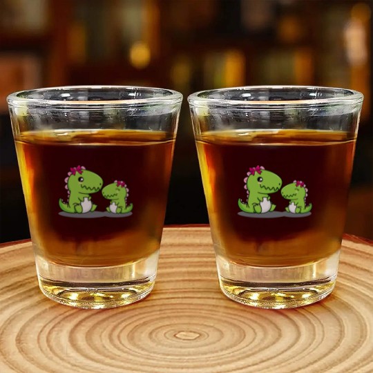 Big sister dino t-rex dinosaur sibling baby girls Shot Glasses