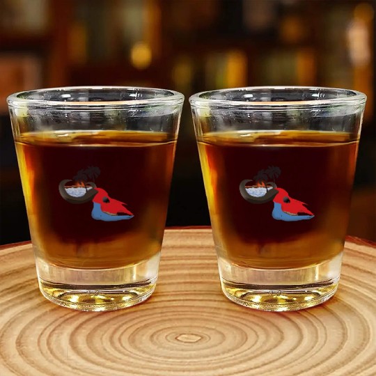 buffalo skull colorful Shot Glasses