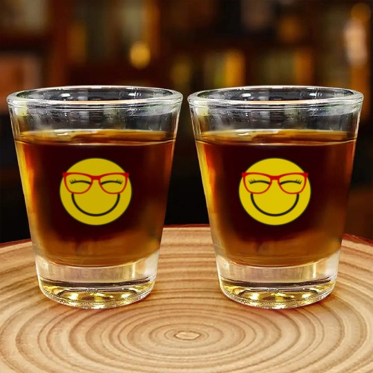 Nerd Smile Face Emoticon Eyeglasses Girl Nerd Shot Glasses