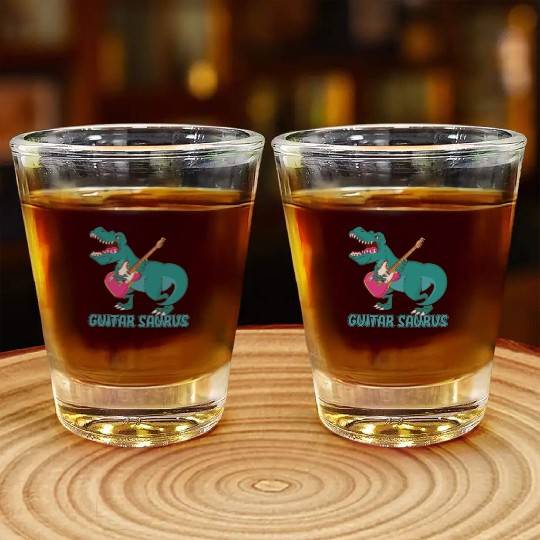 Guitar Saurus - Bass Guitar Player Shot Glasses