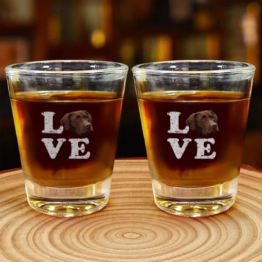 I Love My Chocolate Lab Labrador Retriever Dog Shot Glasses
