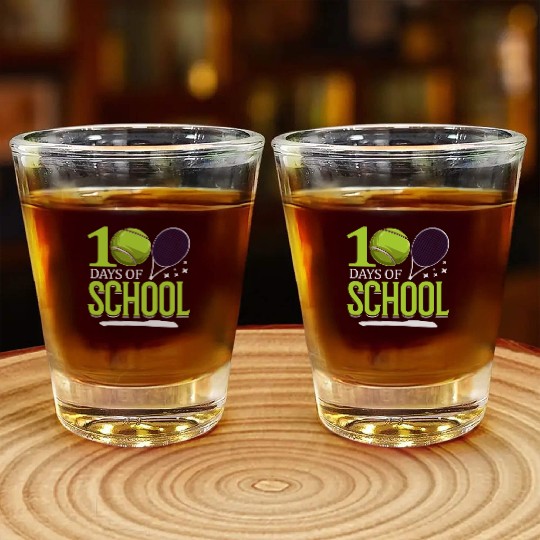 100 Days Of School Tennis Sports Game Athletic Shot Glasses