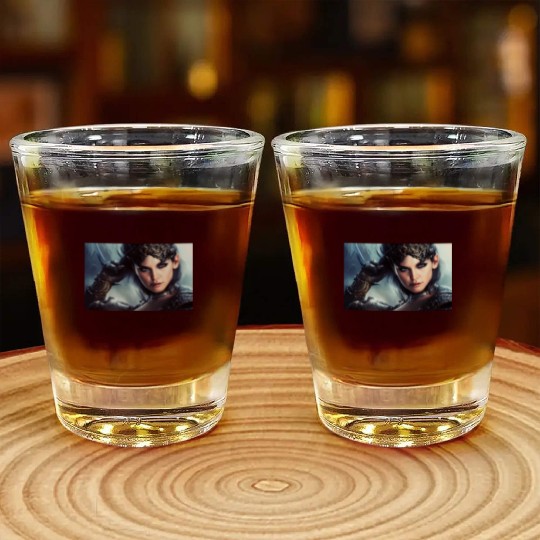 Warrior princess wearing gothic plate fantasy art Shot Glasses