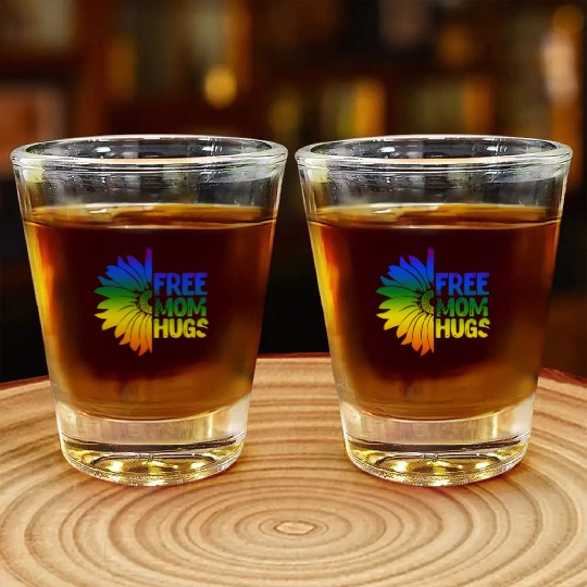 Free Mom Hugs, LGBT Sunflower Shot Glasses