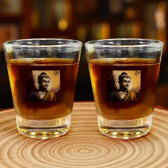 The Serenity of Zen Buddha Watercolor Meditation Shot Glasses