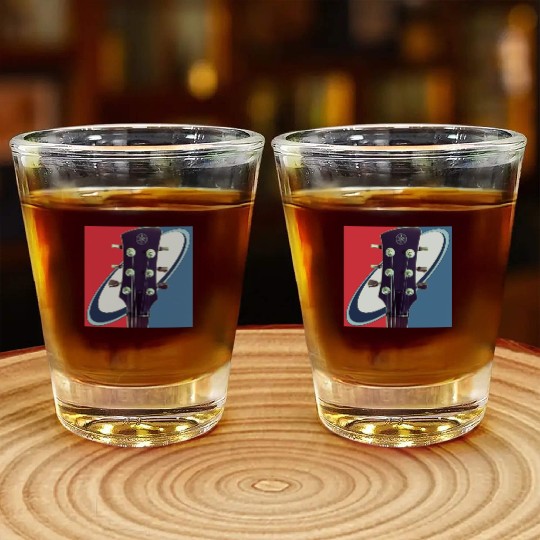 Red White Blue Rock and Roll Themed Guitar Shot Glasses