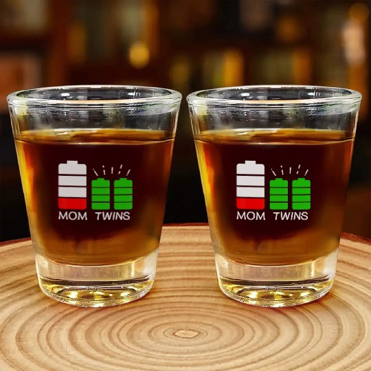 Twin Mom Low Battery Tired Mom Of Twins Shot Glasses