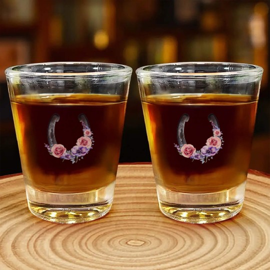 Lucky Floral Horseshoe Shot Glasses
