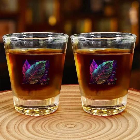 Vibrant Leaf Synthwave Shot Glasses
