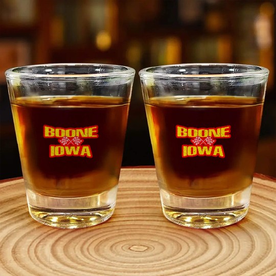 Boone Iowa IA Midwest Hobby Stock Modified Race Ca Shot Glasses