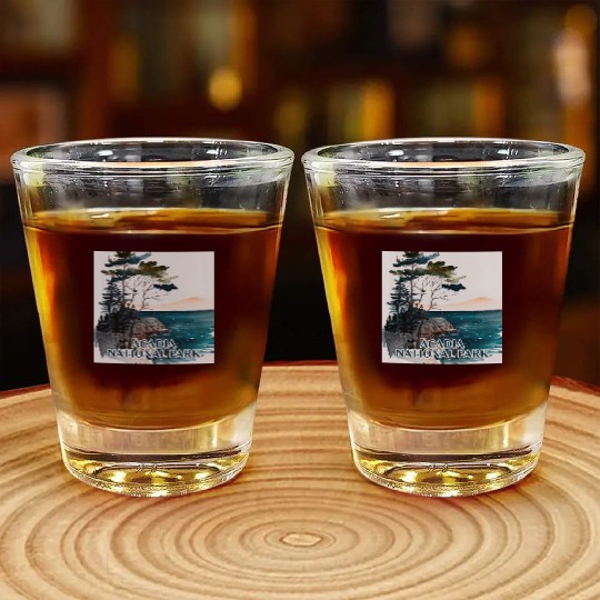 Acadia National Park Watercolor Shot Glasses