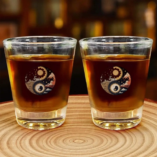 Sun and moon yin yang Shot Glasses
